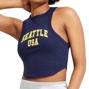 Wild Fable Seattle USA cropped tank top size medium navy blue